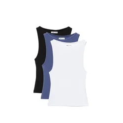 Pull&Bear Top opal/črna/bela