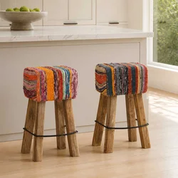 vidaXL Barski stol 2 kos večbarvno 44 x 33 x 74 cm Pravo usnje
