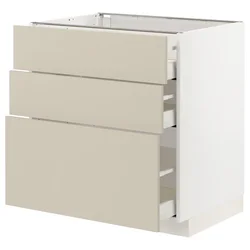 METOD / MAXIMERA Podni element s 3 fioke, bela/Havstorp bež, 80x60 cm