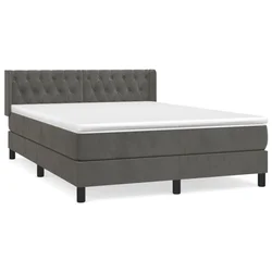 Vidaxl Box spring posteljni z vzmetnico temno siv 140x190 cm žamet