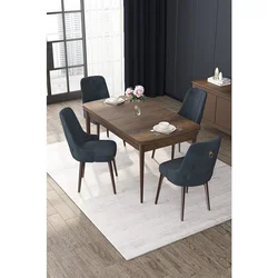 Hanah Home trpezarijski set Nex, sto na razvlačenje i 4 stolice, ploča u dekoru drveta Baroque, antracit tkanina Babyface