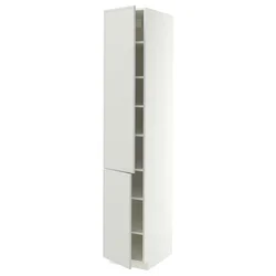 METOD Visoki element s policama/2 vrata, bela/Aspudden svetlosiva, 40x60x220 cm