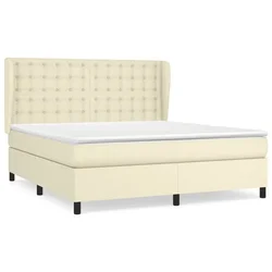 Vidaxl Box spring postelja z vzmetnico krem 180x200 cm umetno usnje