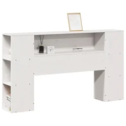 Vidaxl Vzglavje s predelki bela 160 cm trdna borovina