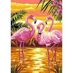 shumee Ob_L_93 - Diamantna slika 30x40 - Živali, Flamingo