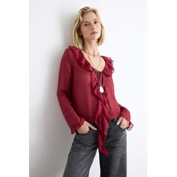 Trendyol ženska košulja Twoaw27Go00053, burgundac