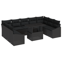 vidaXL vidaXL Vrtni Sofni Set Set 10 Črna Ratan Vrtni Sofni Set Pravokoten, (22064915)