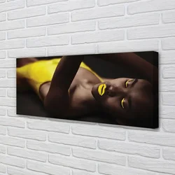 tulup.si Slika na platnu Ženska rumena usta 125x50 cm