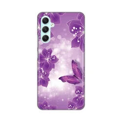 Silikonska maska za Samsung A346B Galaxy A34 5G Butterfly And Flowers Print ljubičasta