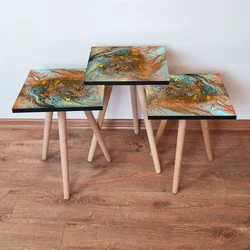 Hanah Home Set klub stočića 3Shp256, 3 komada, Tirkizna