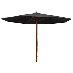 Den Zunanji senčnik z lesenim drogom 350 cm črn