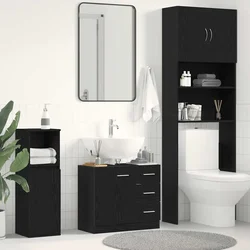 Ormarić za umivaonik crni hrast 63x30x54 cm inženjerski drvo