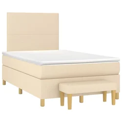 Vidaxl Box spring postelja z vzmetnico krem 120x190 cm blago