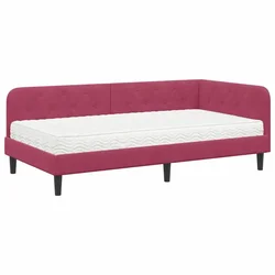Vidaxl Kotna postelja Vinorodna rdeča 90 x 200 cm Žamet