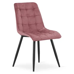 Jedilni stol SPLIT VELVET s črnimi nogami, temno roza