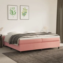 Vidaxl Box spring postelja z vzmetnico roza 200x200 cm žamet