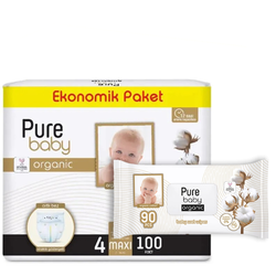 Pelene sa organskim pamukom veličine 4 100 pelena + vlažne maramice 90 kom