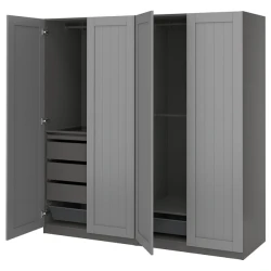 PAX / GULLABERG Kombinacija garderobera, tamnosiva/siva, 200x60x201 cm