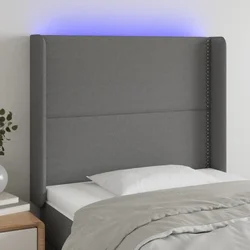 Vidaxl vidaXL Vzglavje postelje z LED diodo temno sivo 93x16x118/128 cm blago