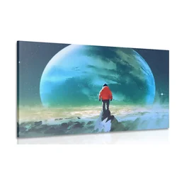 Slika moški na vrhu gore - 30x20