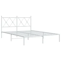 Vidaxl Kovinski posteljni okvir z vzglavjem bel 140x190 cm