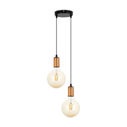 Luster na sajli MIROS, 2xE27/60W/230V, okrugao, crne/bakrene boje