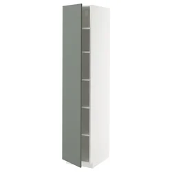 METOD Visoki element s policama, bela/Nickebo mat sivozelena, 40x60x200 cm