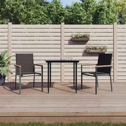 Vrtne stolice 2 kom crne 55 x 61,5 x 90 cm tekstilen i čelik