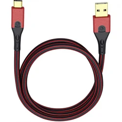 Oehlbach USB 3.1 priključni kabel [1x USB 3.0 vtič A - 1x USB-C™ vtič] 3 m rdeči/črni, pozlačeni kontakti Oehlbach USB Evolution C3