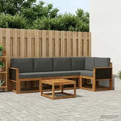 Set vanjskih sofa 6 pcs Prirodna i antracit Čvrsto drvo akacije
