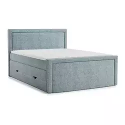 Svetlo modra boxspring postelja s prostorom za shranjevanje 200x200 cm Fresco – Maison de Reve