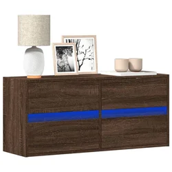 Zidni TV ormarić s LED svjetlima smeđa boja hrasta 100x31x45 cm