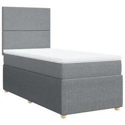 Vidaxl Box spring postelja z vzmetnico svetlo siva 90x190 cm blago