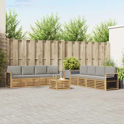 Setovi sofa s jastukom 9 pcs Bijela i svjetlosiva Poliester