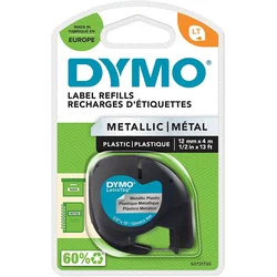 Trak Dymo LTAG 91208, 12 mm/4 m (črno/metalni), original