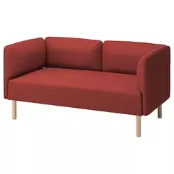 LILLEHEM Modularna sofa dvosed, Gunnared/smeđe-crvena drvo