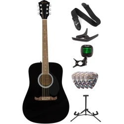 Fender Squier FA-125 Dreadnought Acoustic WN Black Deluxe SET