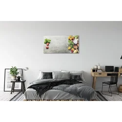 tulup.si Slika na steklu Sol, poper rdeča čebula 120x60 cm 4 obešalnika