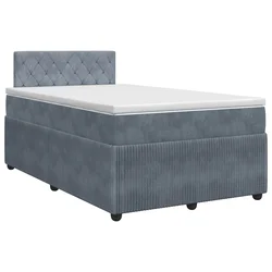 vidaXL Postelja boxspring z vzmetnico Temno siva 120 x 190 cm Žamet
