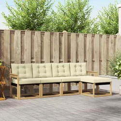 Set vanjskih sofa s jastukom 5 pcs Bijela i krem