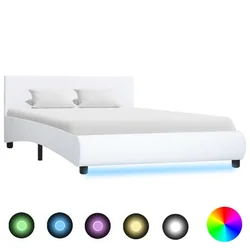 Okvir za krevet od umjetne kože LED bijeli 140 x 200 cm