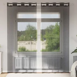 Voile zavjese s ušicama 2 kom crne 140x245 cm