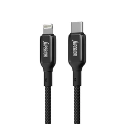 SUPERIOR USB data kabal SU-K105, Cink 27W, 3A, Type C na Lightning Crni
