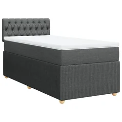 Vidaxl Box spring postelja z vzmetnico temno siva 80x200 cm blago