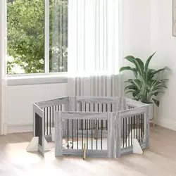 Vrata za pse s postoljem 6 pcs Siva sonoma 80 x 60 cm