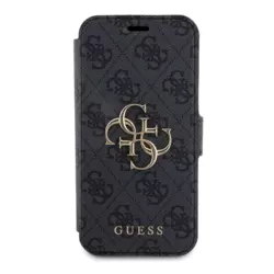 Maska Guess Bk Pu leather 4G Metal Logo za iPhone 15 Pro siva