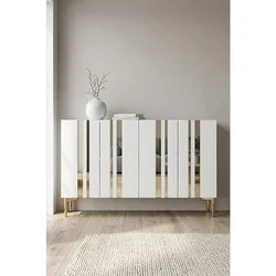 Hanah Home komoda Mia 120, 120 cm, bela / zlatna