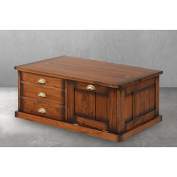 Casa Padrino luxury vintage style coffee table brown/brass 105 x 69 x H. 46 cm - Rectangular solid wood living room table - Vintage style furniture - Luxury furniture