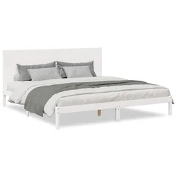 Vidaxl Daljši posteljni okvir brez vzmetnice bel 200x220 cm trden les