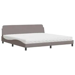 Vidaxl Postelja z vzmetnico Dover taupe 200x200 cm blago